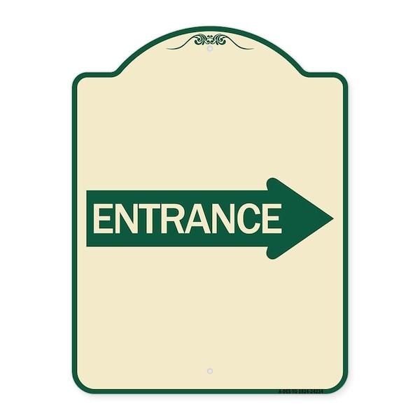 Right Arrow Entrance Heavy-Gauge Aluminum Architectural Sign, 24" H, TG-1824-24234